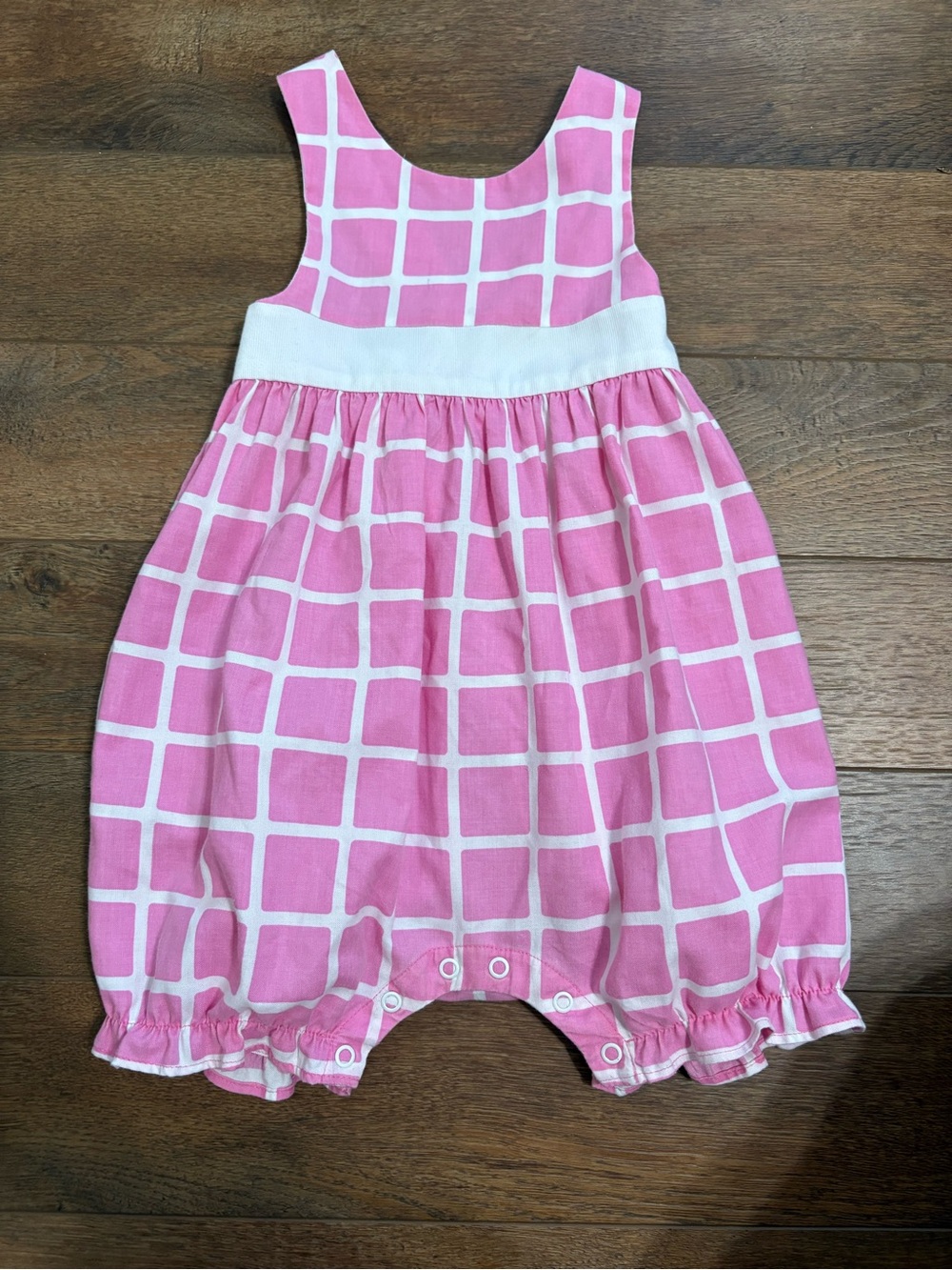 Kelly’s Kids Girls Pink Windowpane Check Ruffle Romper Size 2